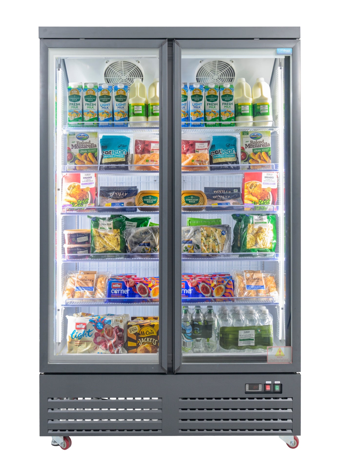 UNIFROST HVR22B 2 DOOR HINGED DISPLAY REFRIGERATOR 5 SHELVES PER DOOR GRAPHITE BLUE