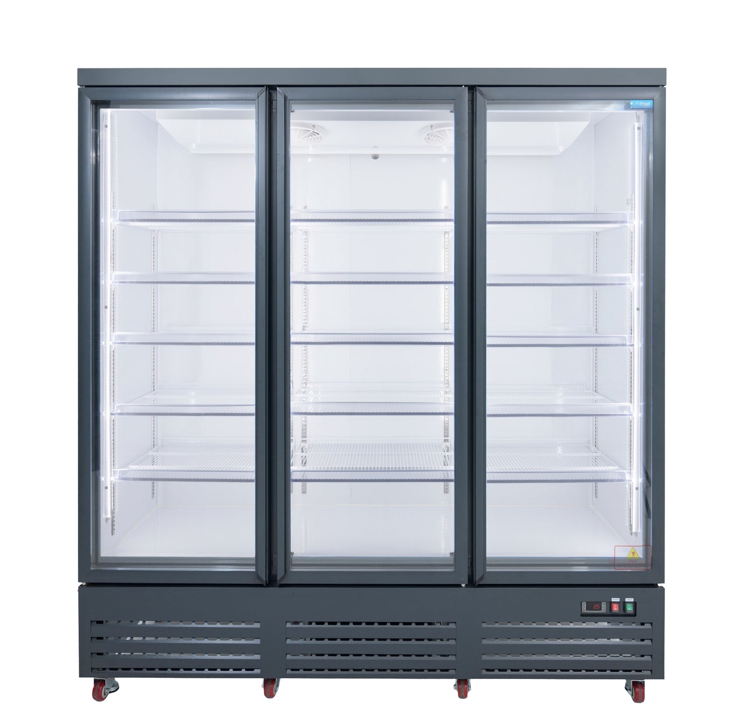 UNIFROST HVR33B 3 DOOR HINGED DISPLAY REFRIGERATOR 5 SHELVES PER DOOR GRAPHITE BLUE