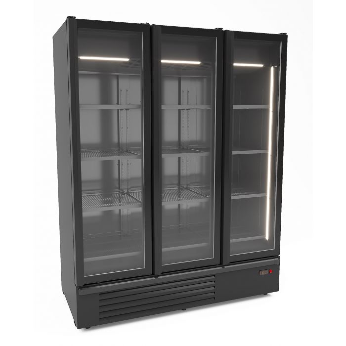 REFRIGERATOR 3 GLASS DOORS BLACK 1555L - SKU 7072.1120 All Stop Trading