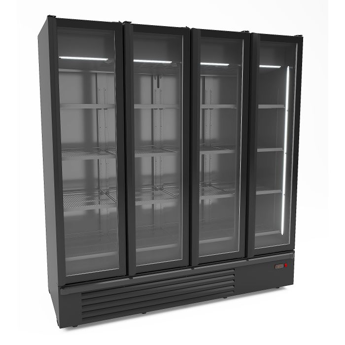 REFRIGERATOR 4 GLASS DOORS BLACK 1850L - SKU 7072.1130 All Stop Trading