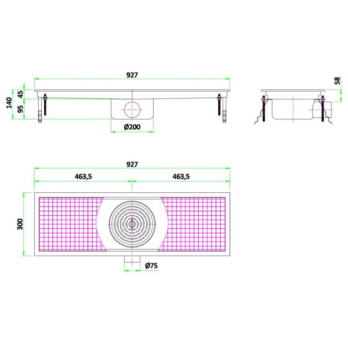 300 FLOOR GRID 927 SKU 7075.0105