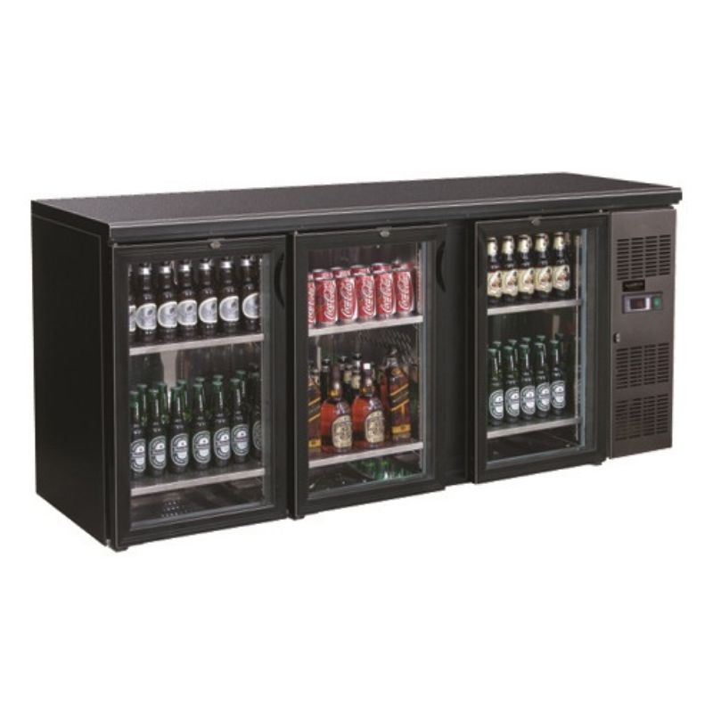 BACKBAR COOLER BLACK 3 GLASS DOORS SKU 7450.0340