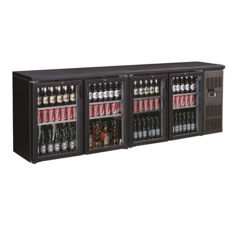 BACKBAR COOLER BLACK 4 GLASS DOORS SKU 7450.0345 All Stop Trading