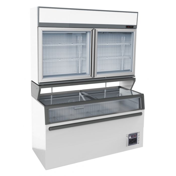 Wall Mounted Freezer UNIT WHITE 2 GLASS DOORS SKU 7455.2520 All Stop Trading