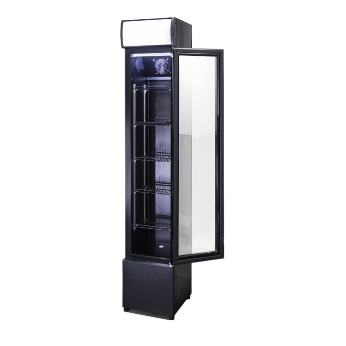Glass Door Refrigerator Narrow Black