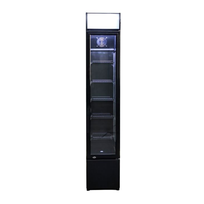 Glass Door Refrigerator Narrow Black