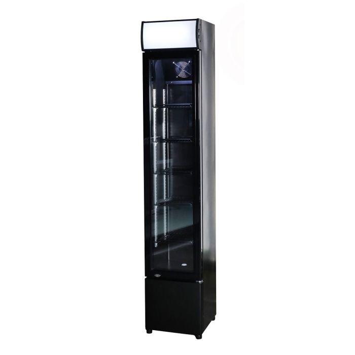 Glass Door Refrigerator Narrow Black