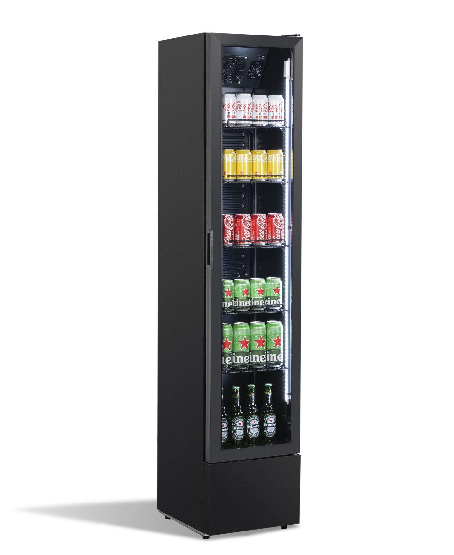 GLASS DOOR REFRIGERATOR NARROW BLACK NAP-150