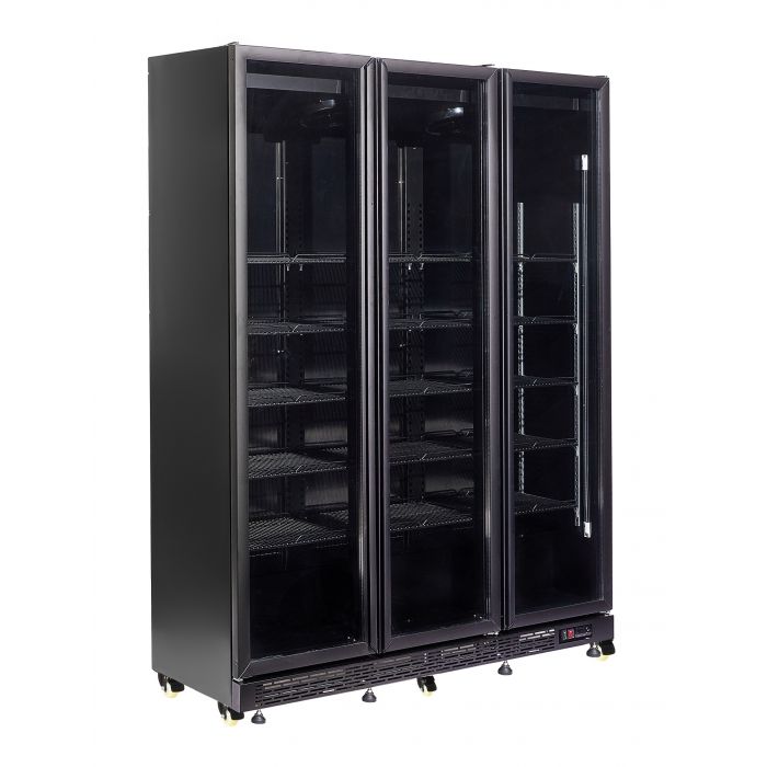 Combisteel Refrigerator 3 Glass Doors Black Nap-1200 Ht - With Door Heating - SKU 7455.1925 All Stop Trading