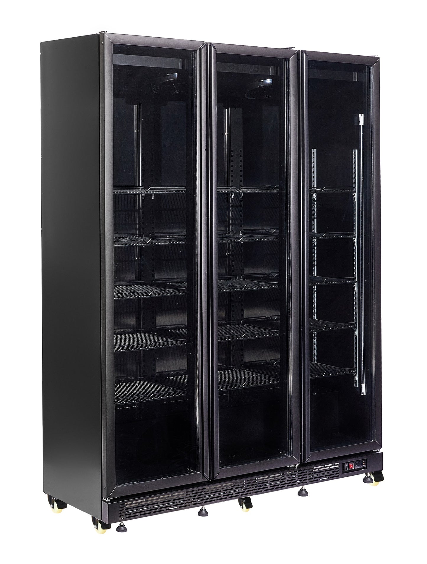 combisteel-refrigerator-3-glass-doors-black-nap-1200-ht-with-door-heating-sku-7455-1925