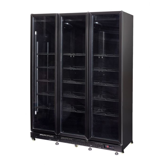 Combisteel Refrigerator 3 Glass Doors Black Nap-1200 Ht - With Door Heating - SKU 7455.1925 All Stop Trading