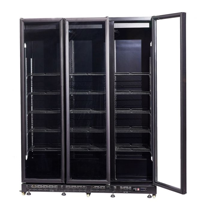 Combisteel Refrigerator 3 Glass Doors Black Nap-1200 Ht - With Door Heating - SKU 7455.1925 All Stop Trading