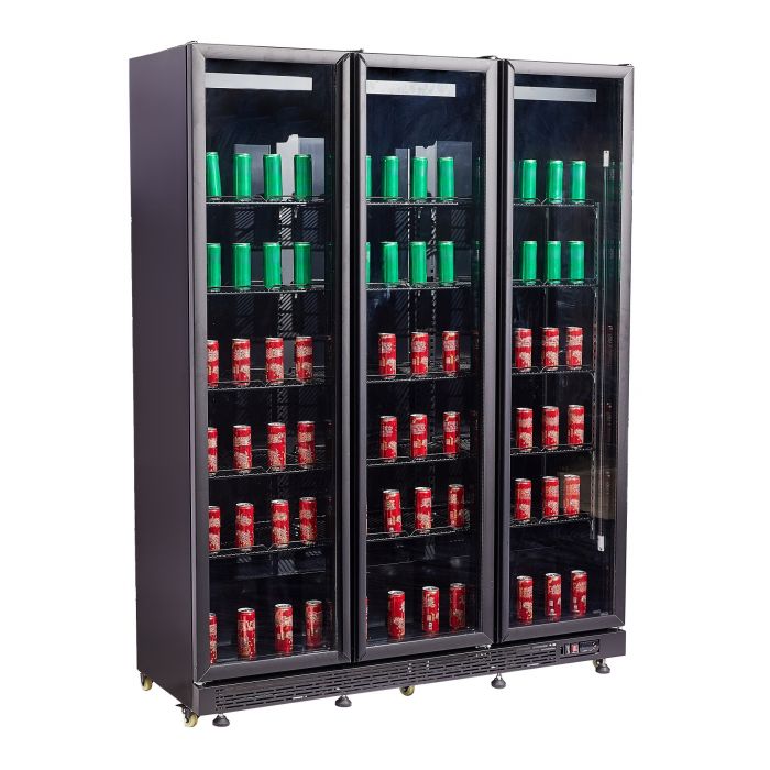 Combisteel Refrigerator 3 Glass Doors Black Nap-1200 Ht - With Door Heating - SKU 7455.1925 All Stop Trading