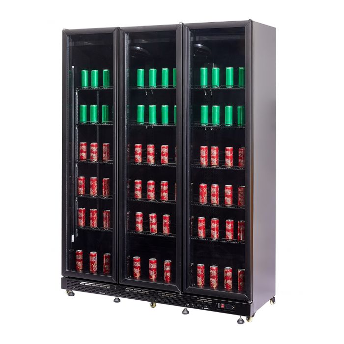 Combisteel Refrigerator 3 Glass Doors Black Nap-1200 Ht - With Door Heating - SKU 7455.1925 All Stop Trading