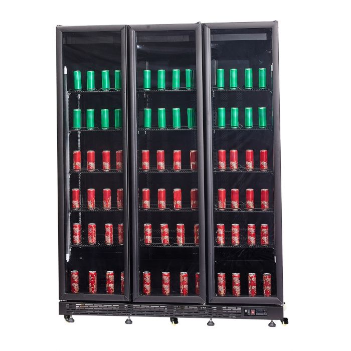 Combisteel Refrigerator 3 Glass Doors Black Nap-1200 Ht - With Door Heating - SKU 7455.1925 All Stop Trading