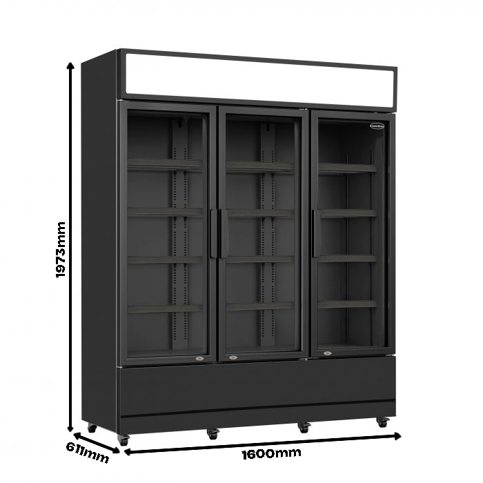 Refrigerator 3 Glass Doors Black Fcu-1200 Bl