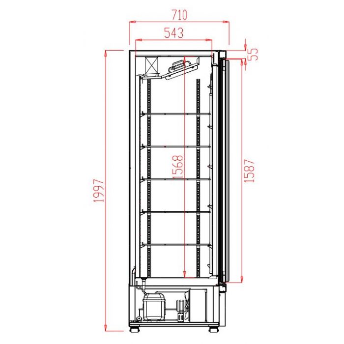 REFRIGERATOR 1 GLASS DOOR BLACK JDE-600R BL SKU 7455.2242