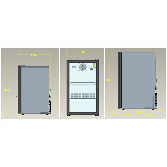 COUNTER TOP GLASS DOOR REFRIGERATOR 136L BLACK SKU 7464.0015 All Stop Trading