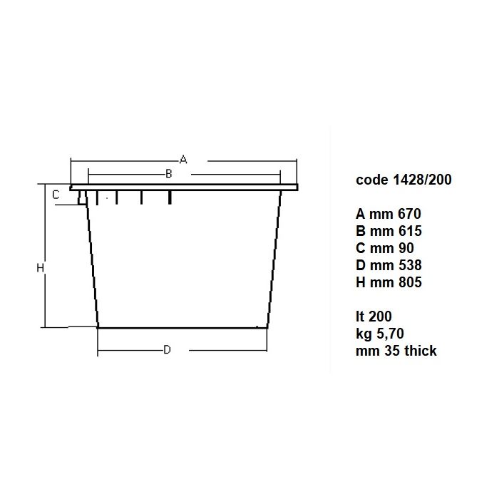 DISPOSAL BIN 200L SKU 7483.0035 All Stop Trading