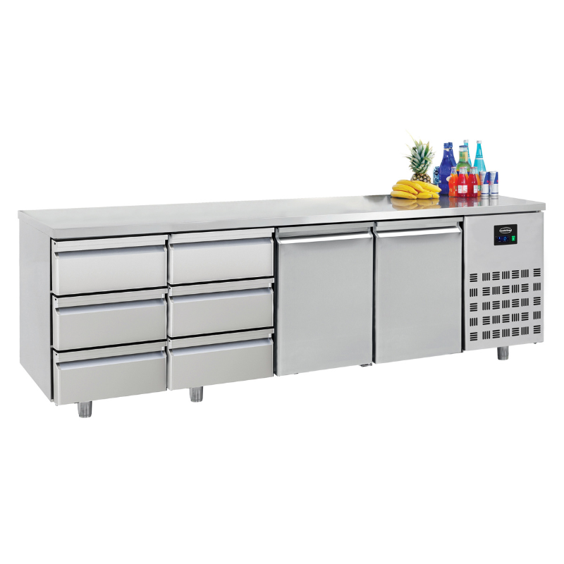 700 REFRIGERATED COUNTER 2 DOORS 6 DRAWERS  SKU 7489.5570 All Stop Trading