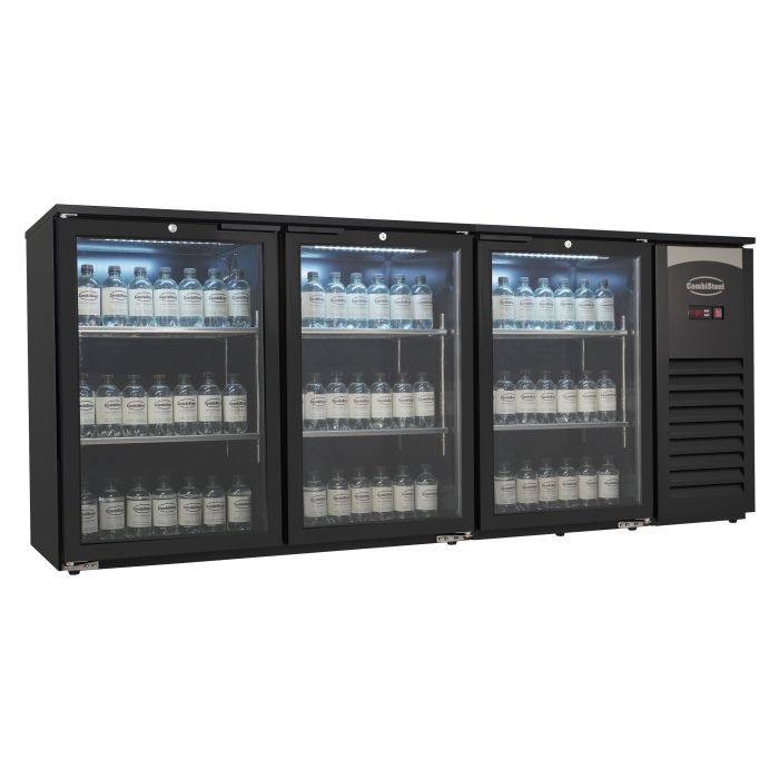 BACKBAR COOLER 3 GLASS DOORS BLACK