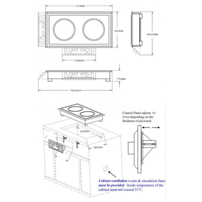 DROP-IN INDUCTION STOVE 2 HOBS SKU 7505.0020 All Stop Trading