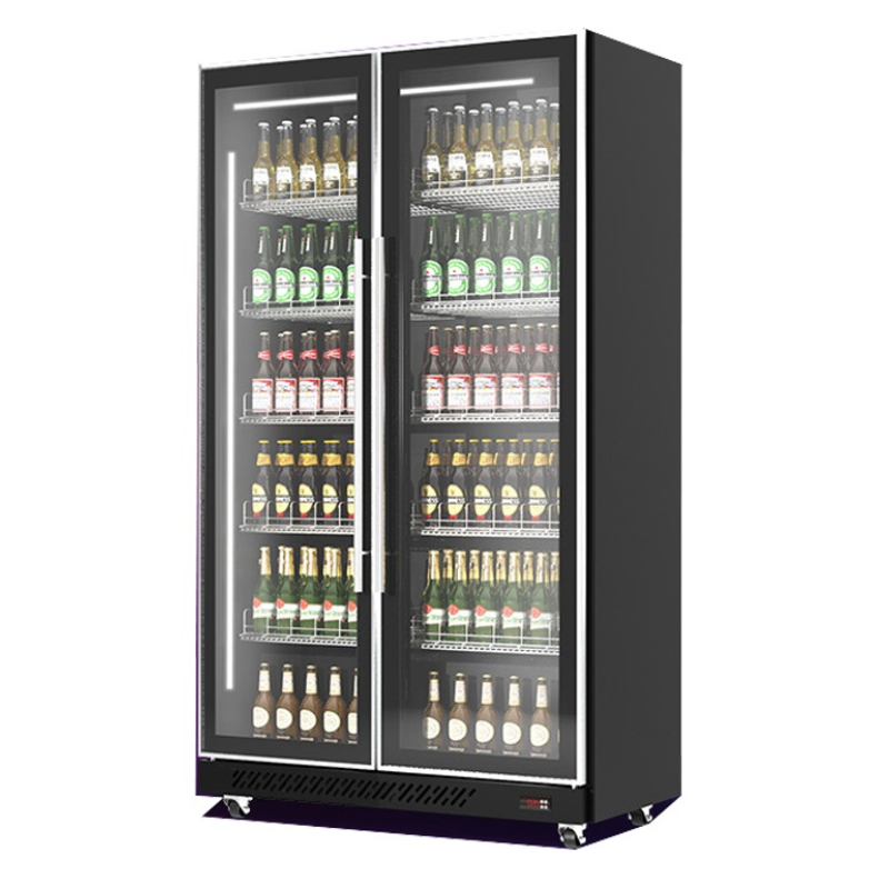 REFRIGERATOR 2 GLASS DOORS BLACK SKU 7526.0010 All Stop Trading