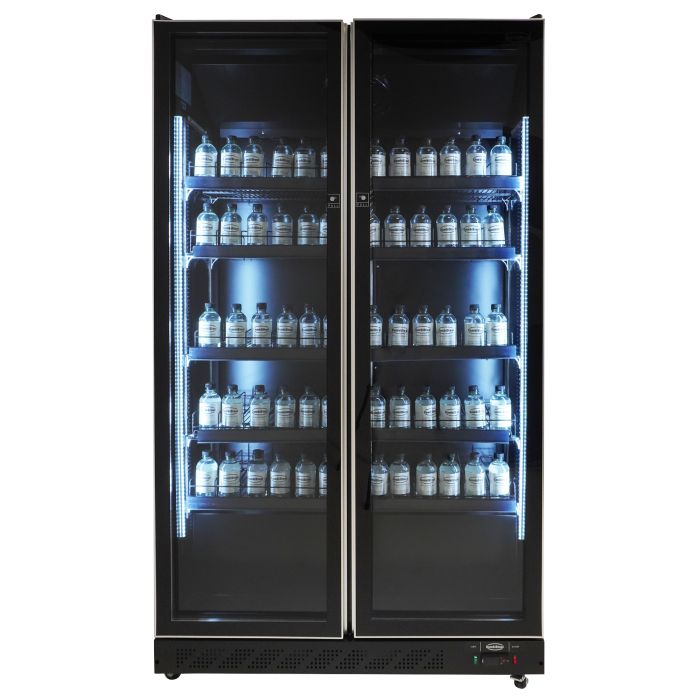 Refrigerator 2 Glass Doors Black
