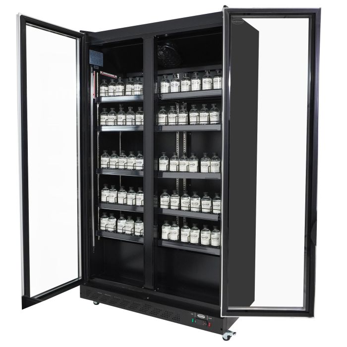 Refrigerator 2 Glass Doors Black