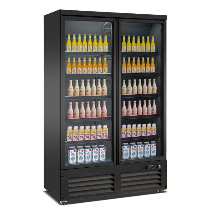 REFRIGERATOR 2 GLASS DOORS BLACK CEB-1200R BL - SKU 7526.0105 All Stop Trading