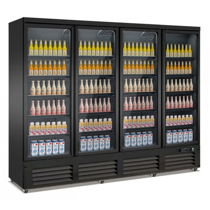 REFRIGERATOR 4 GLASS DOORS BLACK CEB-2000R BL *TRANSPORT ON REQUEST* - SKU 7526.0115 All Stop Trading