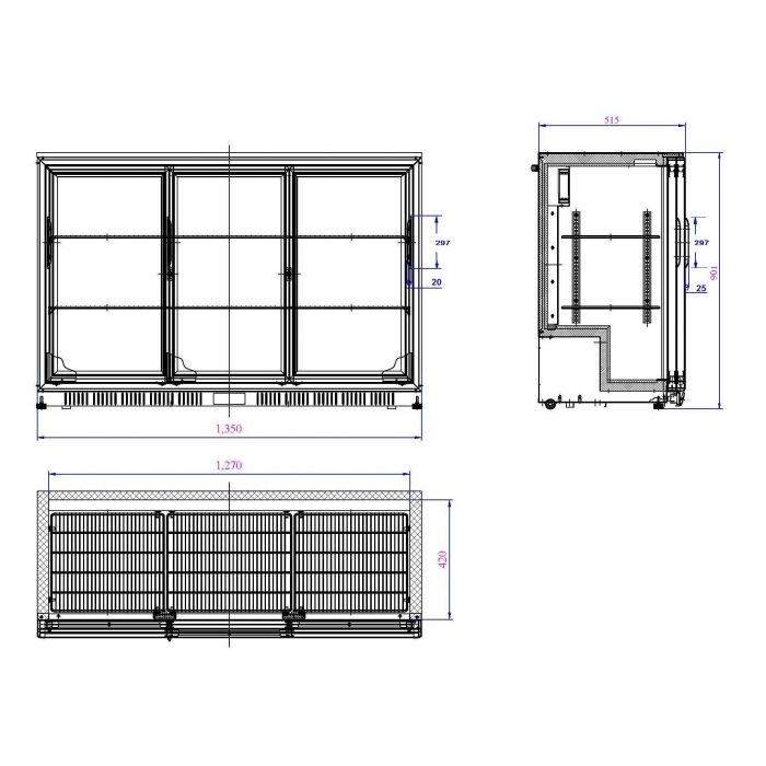 BACKBAR COOLER BLACK 3 SLIDING DOORS - SKU 7527.0025 All Stop Trading