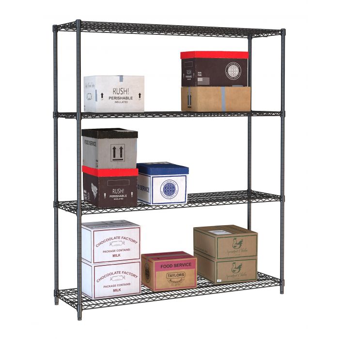 SHELF UNITS 4 LEVELS 1500 BLACK FLAT PACKED SKU 7530.0035 All Stop Trading