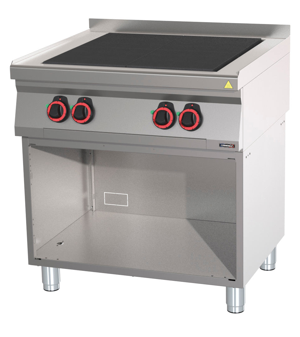 Electric cooker 4 solid tops 80 with open cabinet - C7FOE4P80S