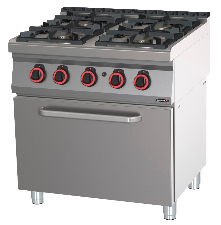 Gas cooker 4 burners with gas oven GN 2/1 80 - C7FOG4FFG80