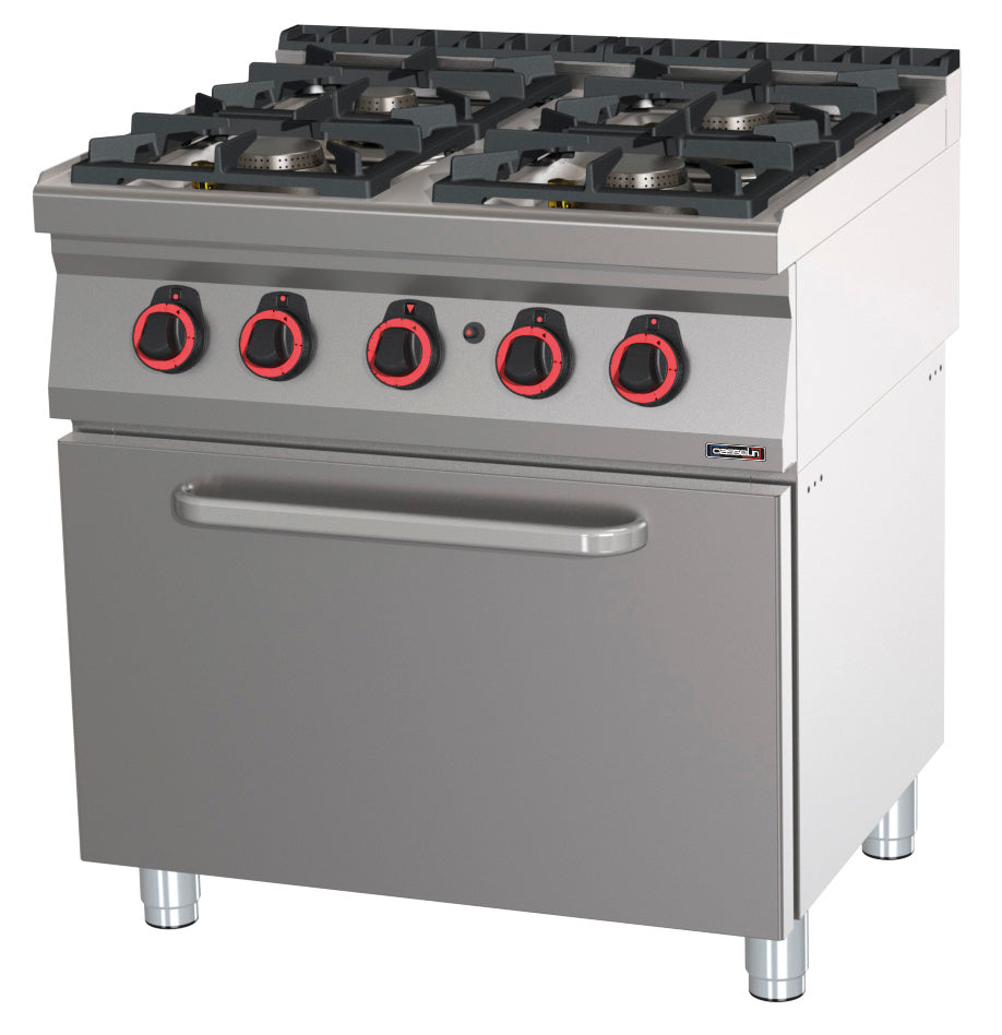 Gas cooker 4 burners with gas oven GN 2/1 HP 80 - C7FOG4FFGHP80