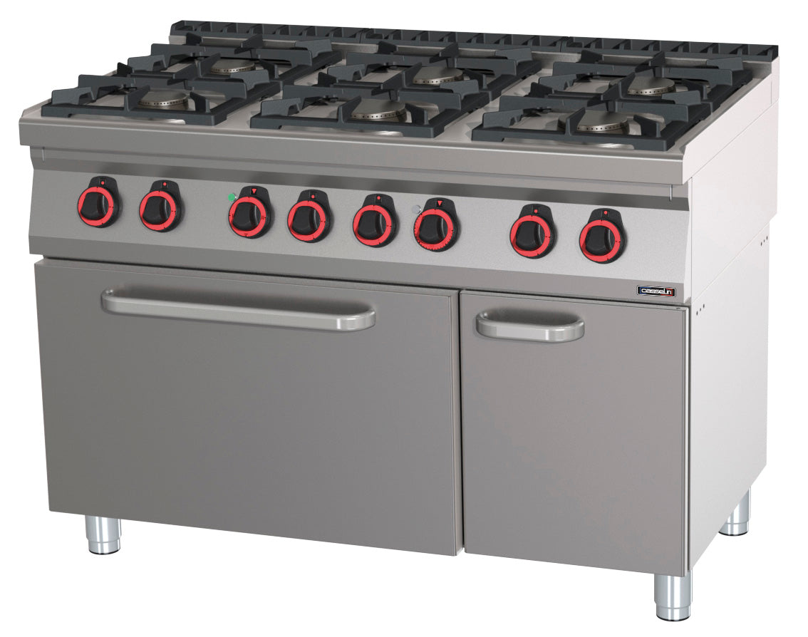 Gas cooker 6 burners with static electric oven GN 2/1 120 - C7FOG6FFS120