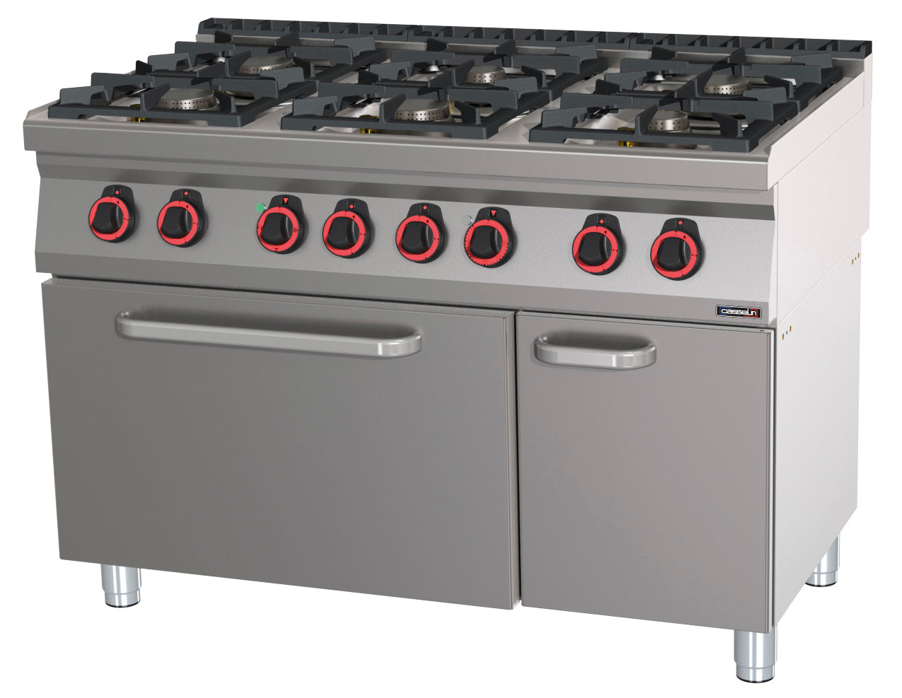 Gas cooker 6 burners with static electric oven GN 2/1 HP 120 - C7FOG6FFSHP120