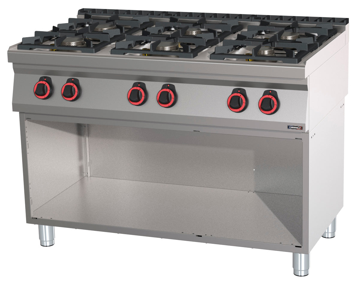 Gas cooker 6 burners with open cabinet HP 120 - C7FOG6FHP120S