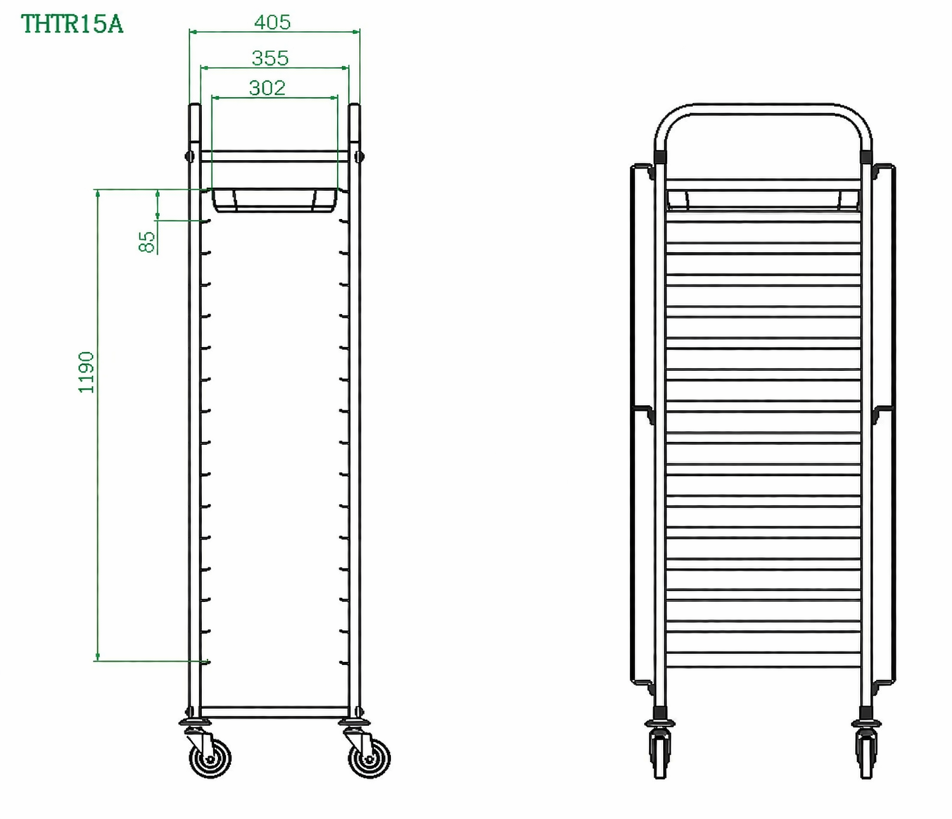 Finntec Tray trolley, 15x GN1/1