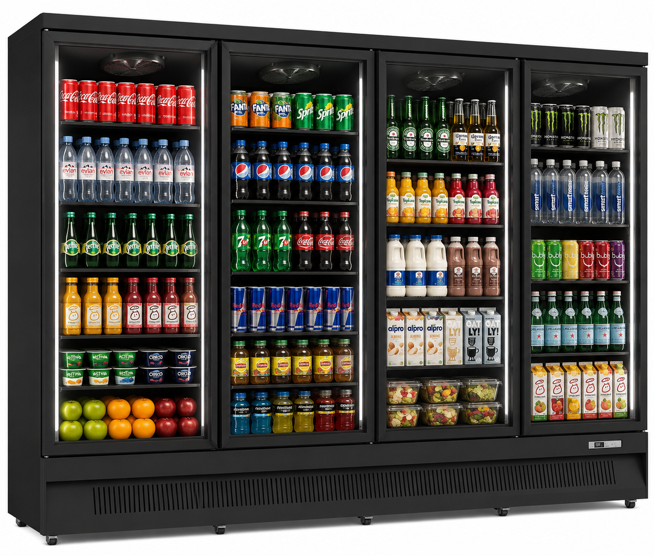Four Glass Door Upright Display Fridge SKU AHE2508R