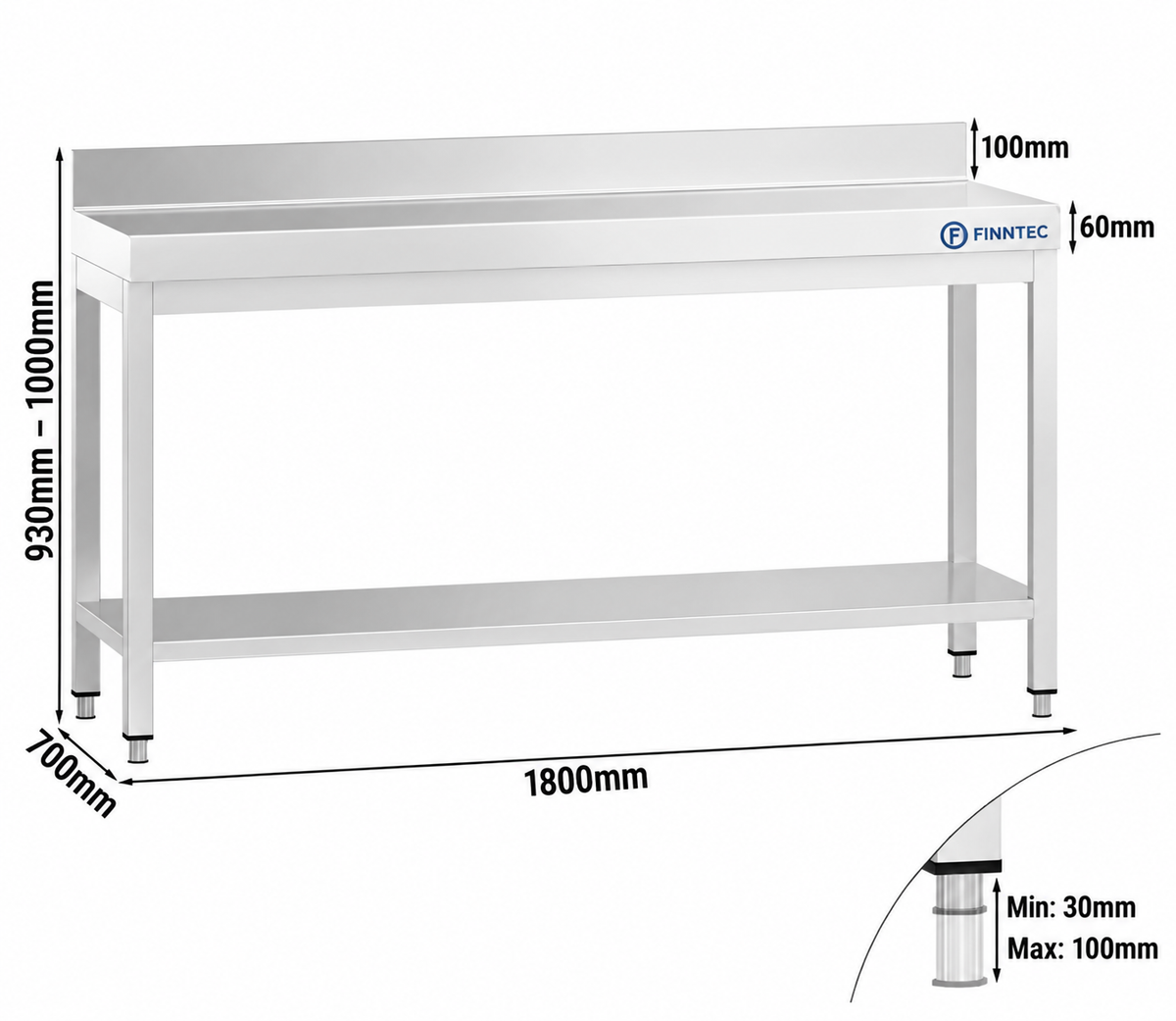 Finntec Lean To Work Table 1.8 m