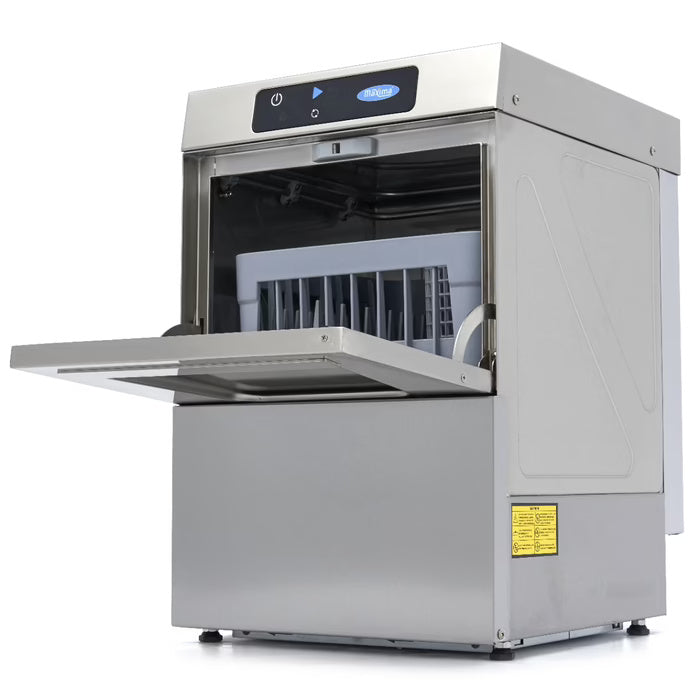 Maxima Glass Washer - 35 x 35cm - with Drain, Rinse Aid and Soap Pump - Digital Display - 230V - SKU 09211001 All Stop Trading