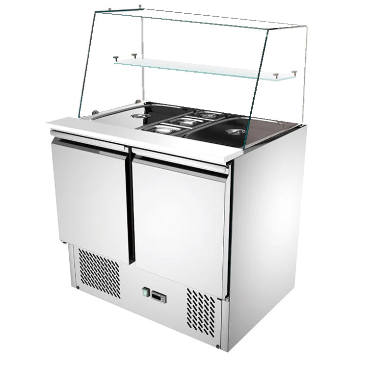 Refrigerated salad with 2 Doors + Straight windows - THS900VG All Stop Trading