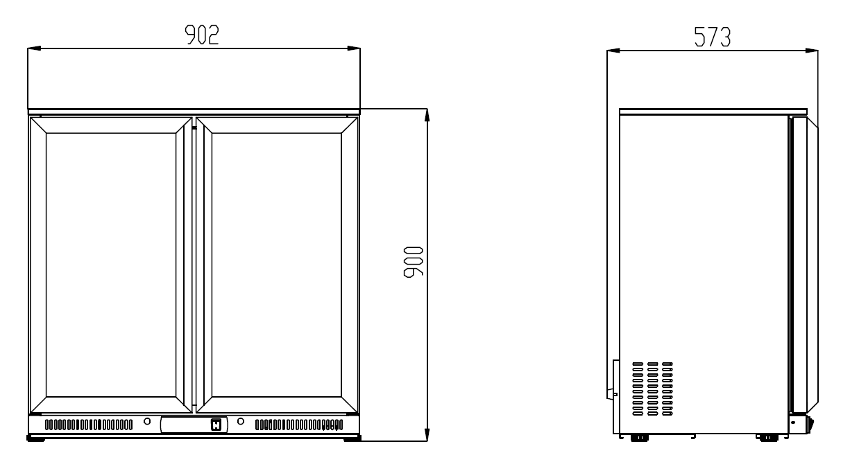 BACKBAR COOLER BLACK Hinged Door SKU: THTSC2E90B All Stop Trading