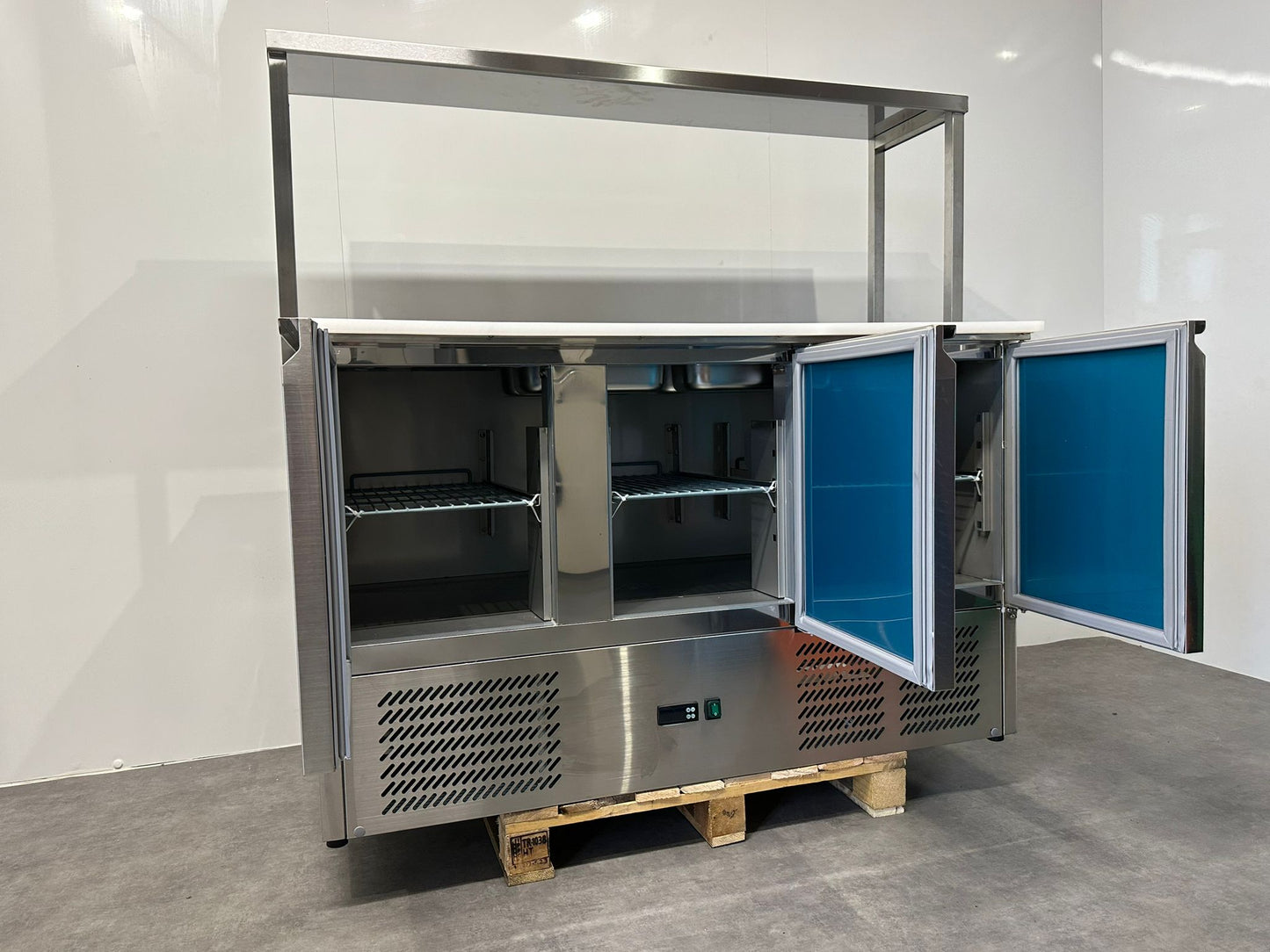 Finntec 3 Doors Saladette fridge + over-shelf OT1365FN All Stop Trading