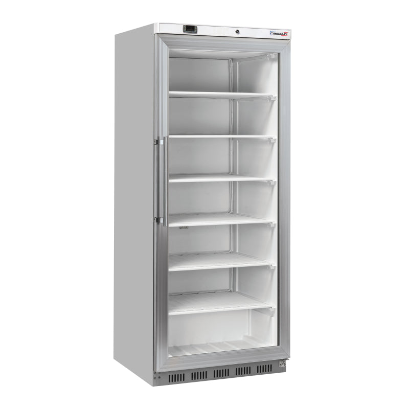 Upright glass door freezer 600 L Steel - CANV600L