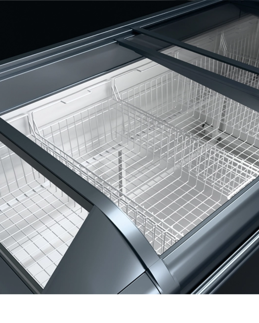 Heavy Duty Glass Lid Chest Freezer Sliding Door 2.1m