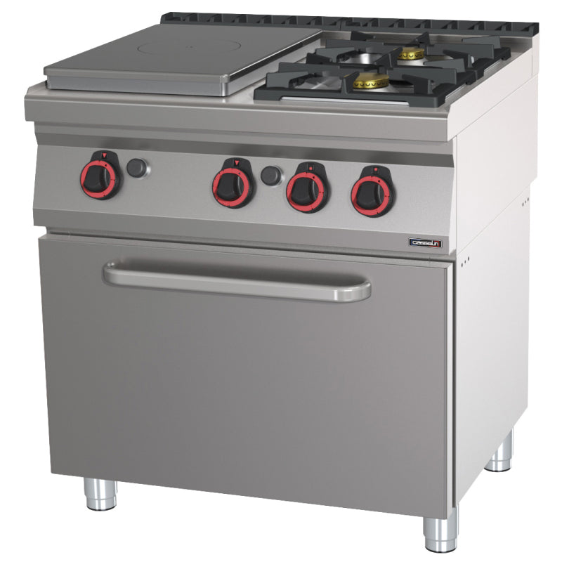 Gas cooker 2 burners + 1 solid top with gas oven GN 1/1 80 - C7FOG2F1PFG80