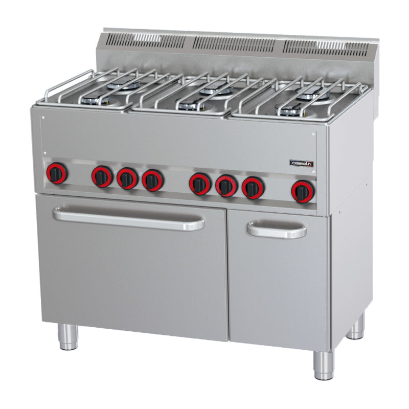 Gas cooker 6 burners with electric ventilated oven GN 1/1 P 99 - C6FOG6FFEVP99